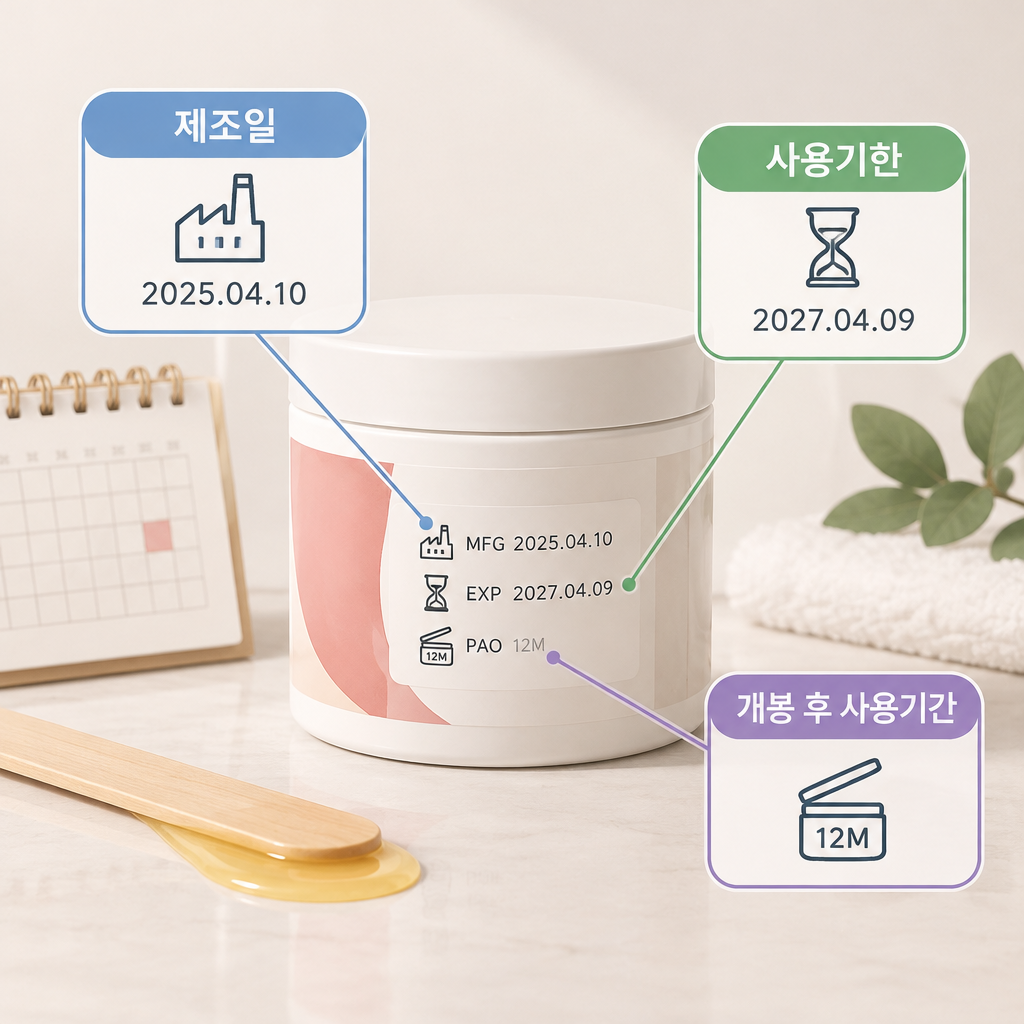 AI 생성 설명 이미지: 파주 브라질리언왁싱 도도라인왁싱 파주운정본점 | 제조일과 사용기한 표시 구분하기